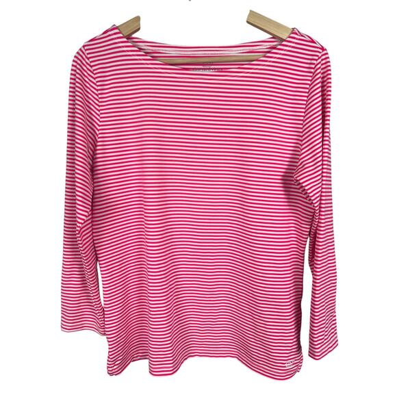 Vineyard Vines Sankaty Size Medium LS Women’s T-shirt Striped Pink - Picture 1 of 6